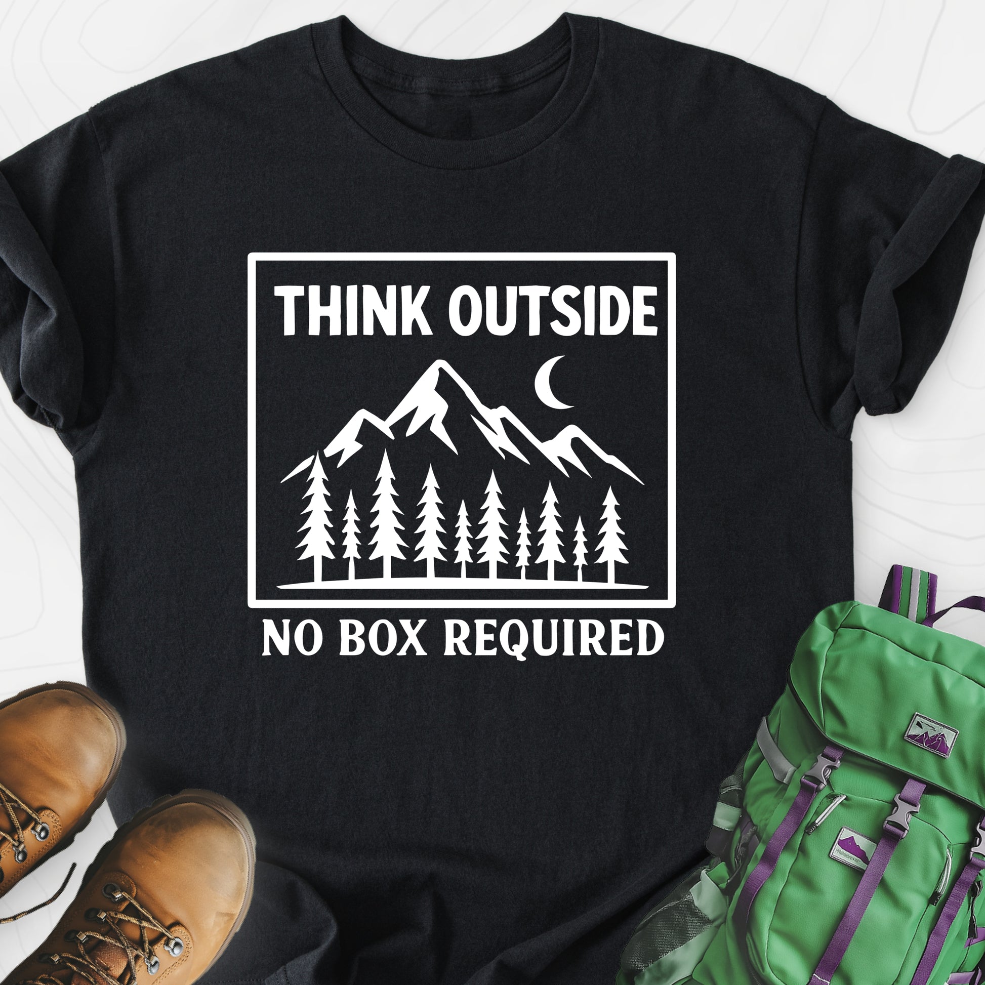 Think Outside Black front print lightweight T-shirt