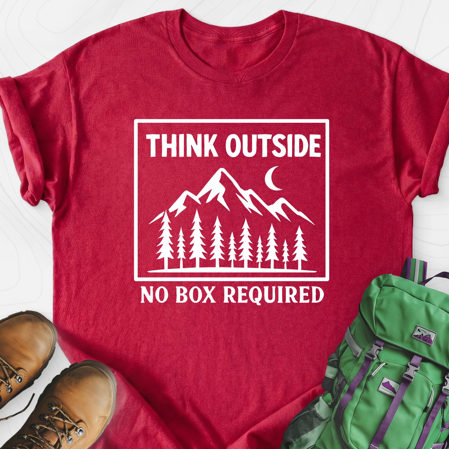 Think Outside Heather Red front print lightweight T-shirt