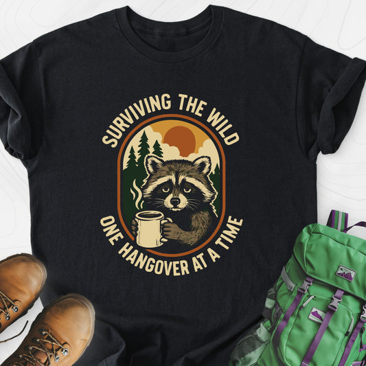 Surviving the Wild Black front print lightweight T-shirt