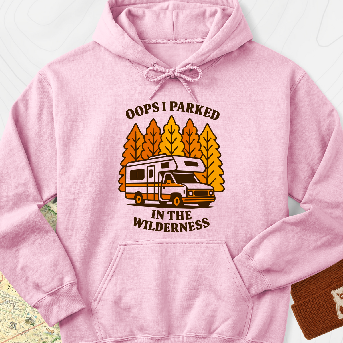 Parked in the Wilderness Hoodie - Light Pink