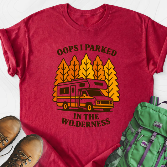 Parked in the Wilderness Heather Red front print lightweight T-shirt