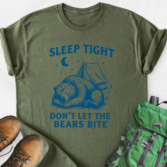 Don’t Let the Bears Bite Military Green front print lightweight T-shirt