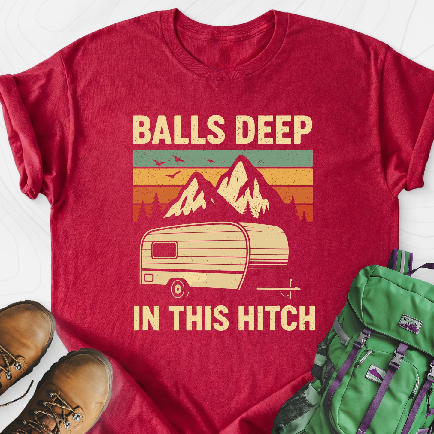 Balls Deep Heather Red front print lightweight T-shirt