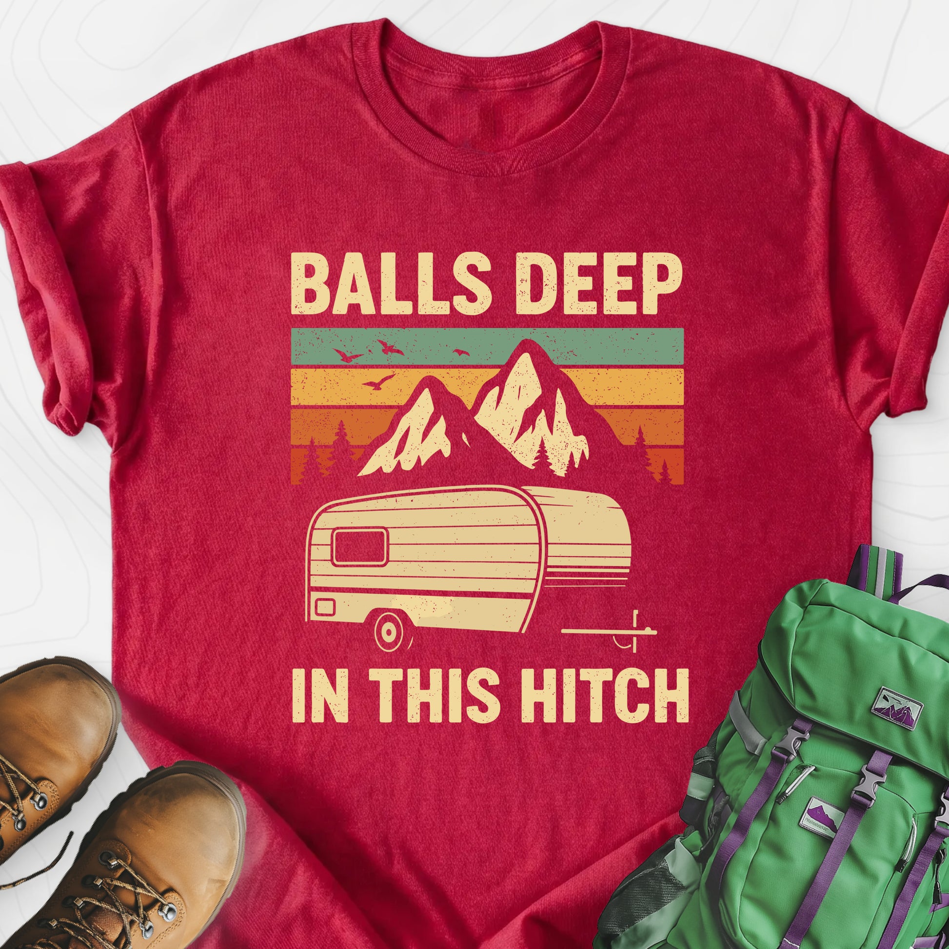 Balls Deep Heather Red front print lightweight T-shirt