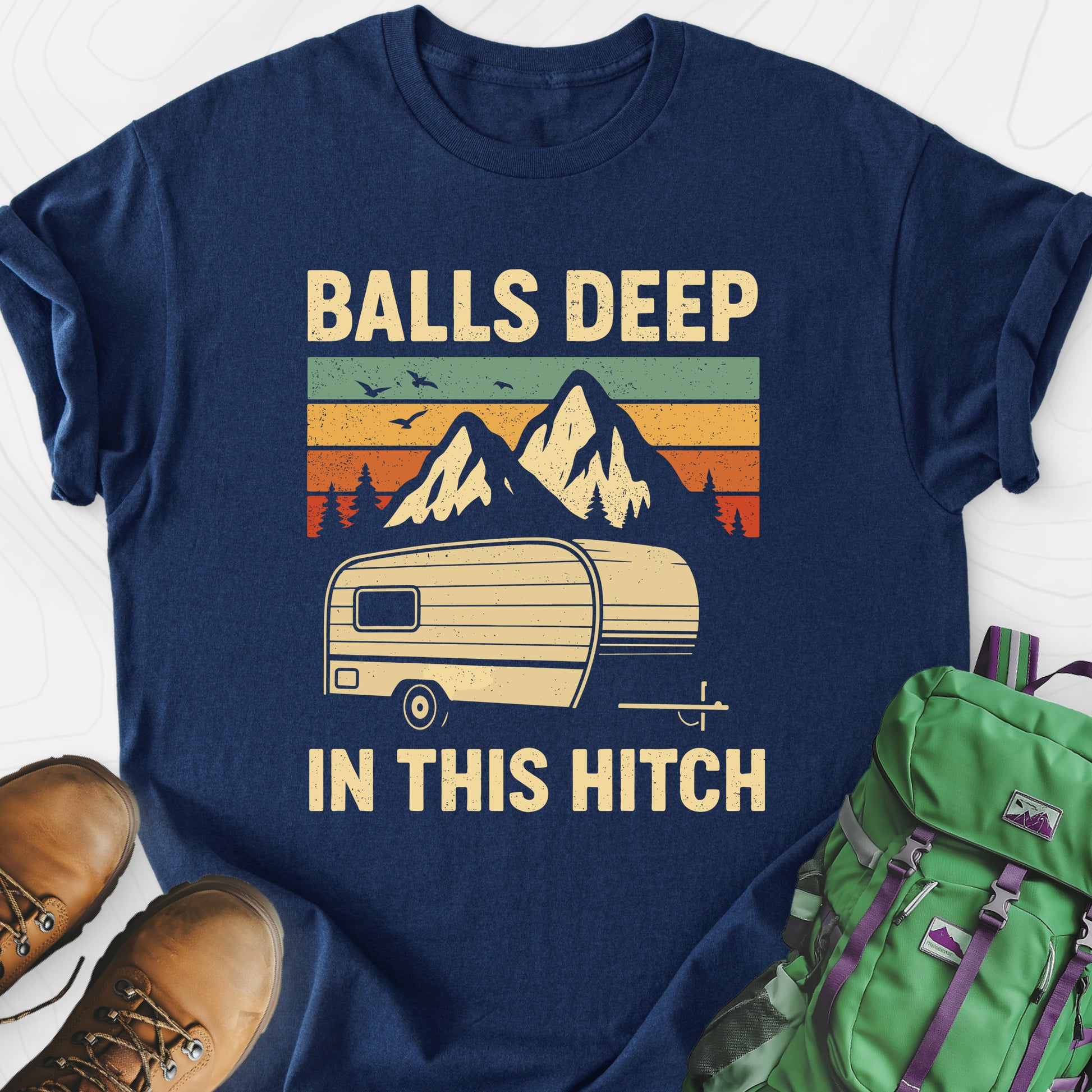 Balls Deep Navy front print lightweight T-shirt