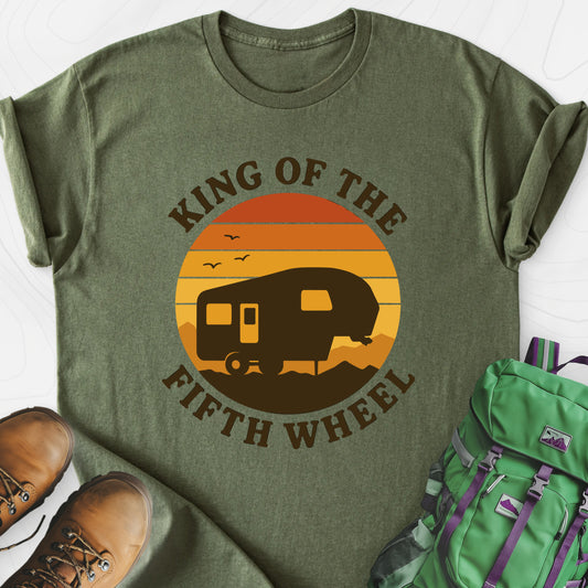 King of the Fifth Wheel Military Green front print lightweight T-shirt