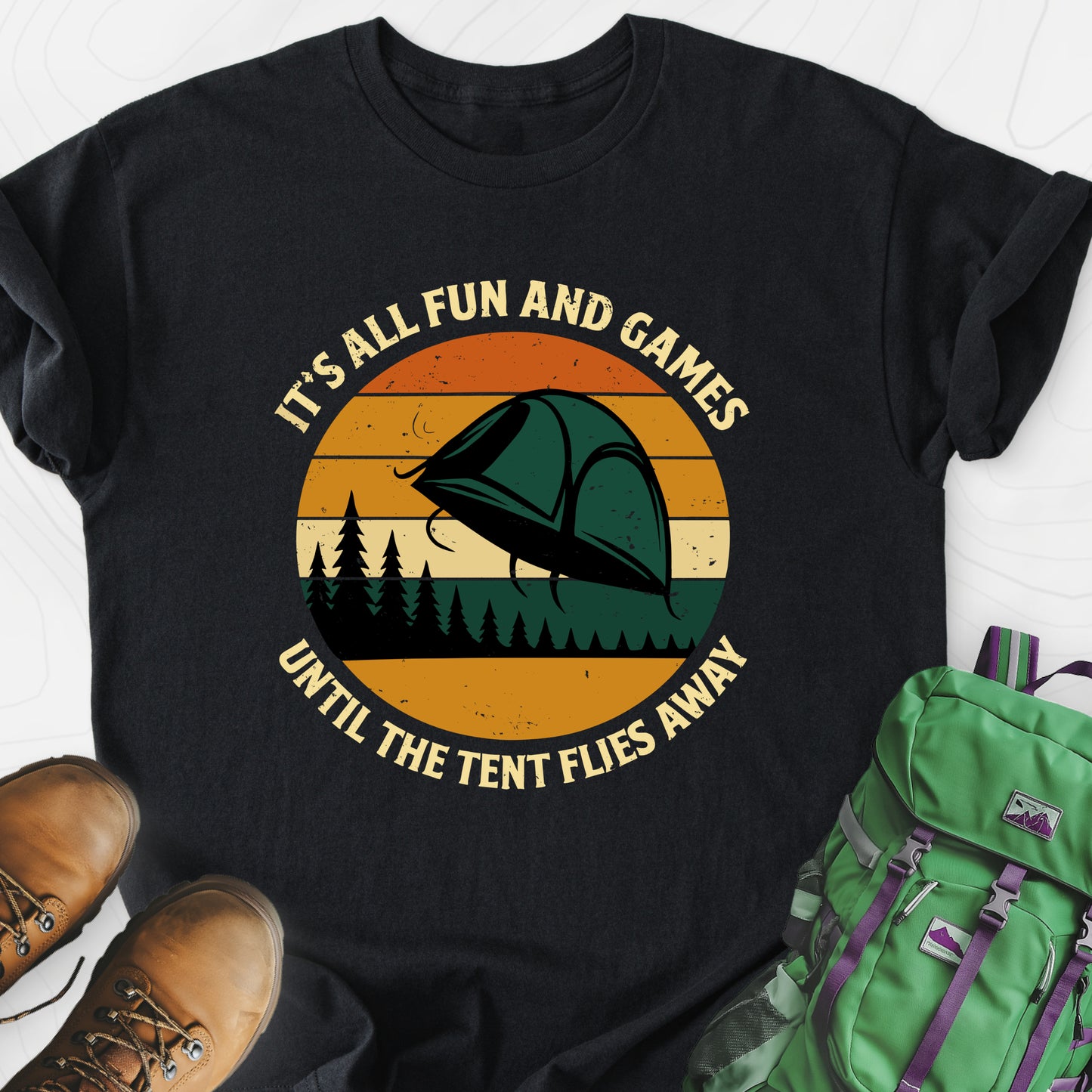 It’s All Fun and Games Black front print lightweight T-shirt