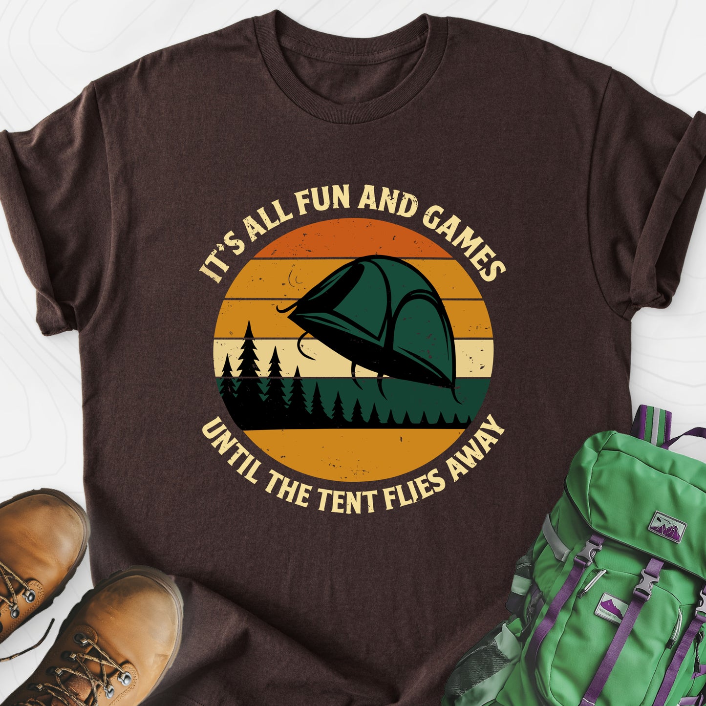 It’s All Fun and Games Dark Chocolate front print lightweight T-shirt