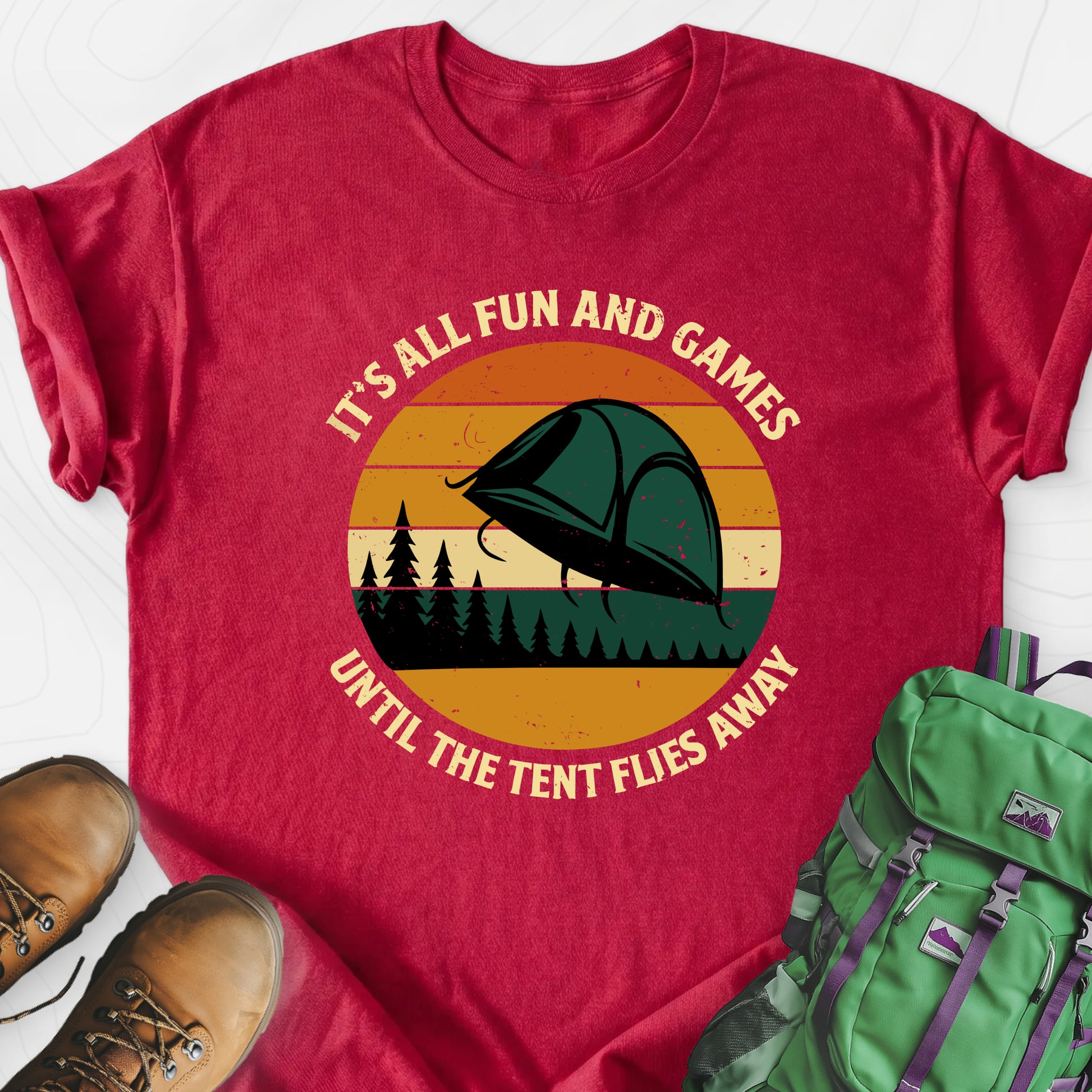 It’s All Fun and Games Heather Red front print lightweight T-shirt