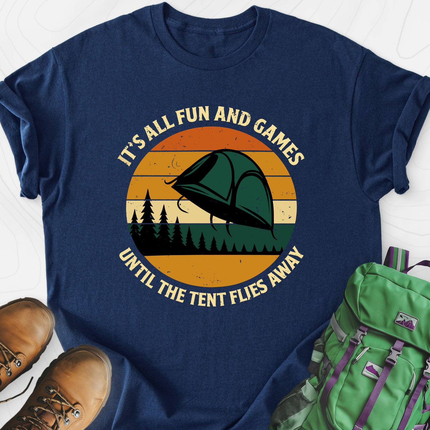 It’s All Fun and Games Navy front print lightweight T-shirt