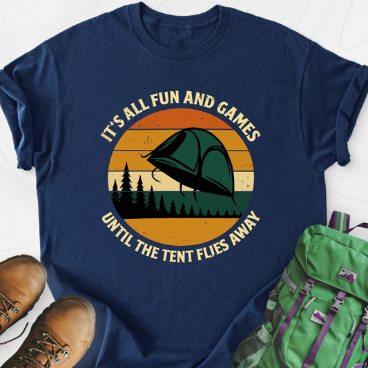It’s All Fun and Games Navy front print lightweight T-shirt