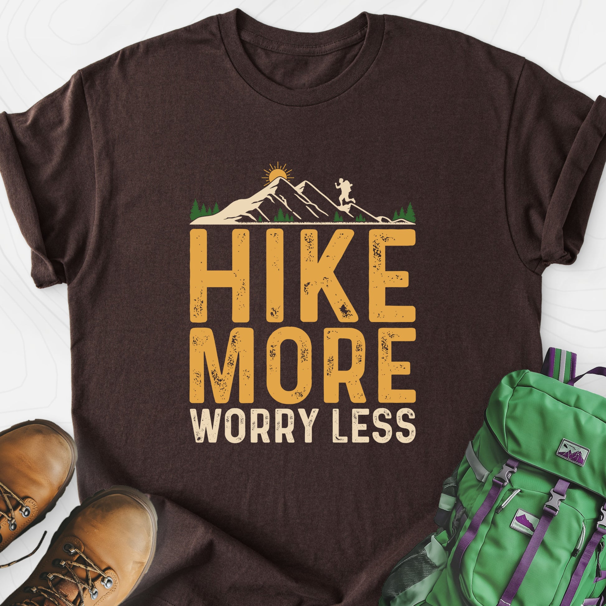 Hike More Dark Chocolate front print lightweight T-shirt