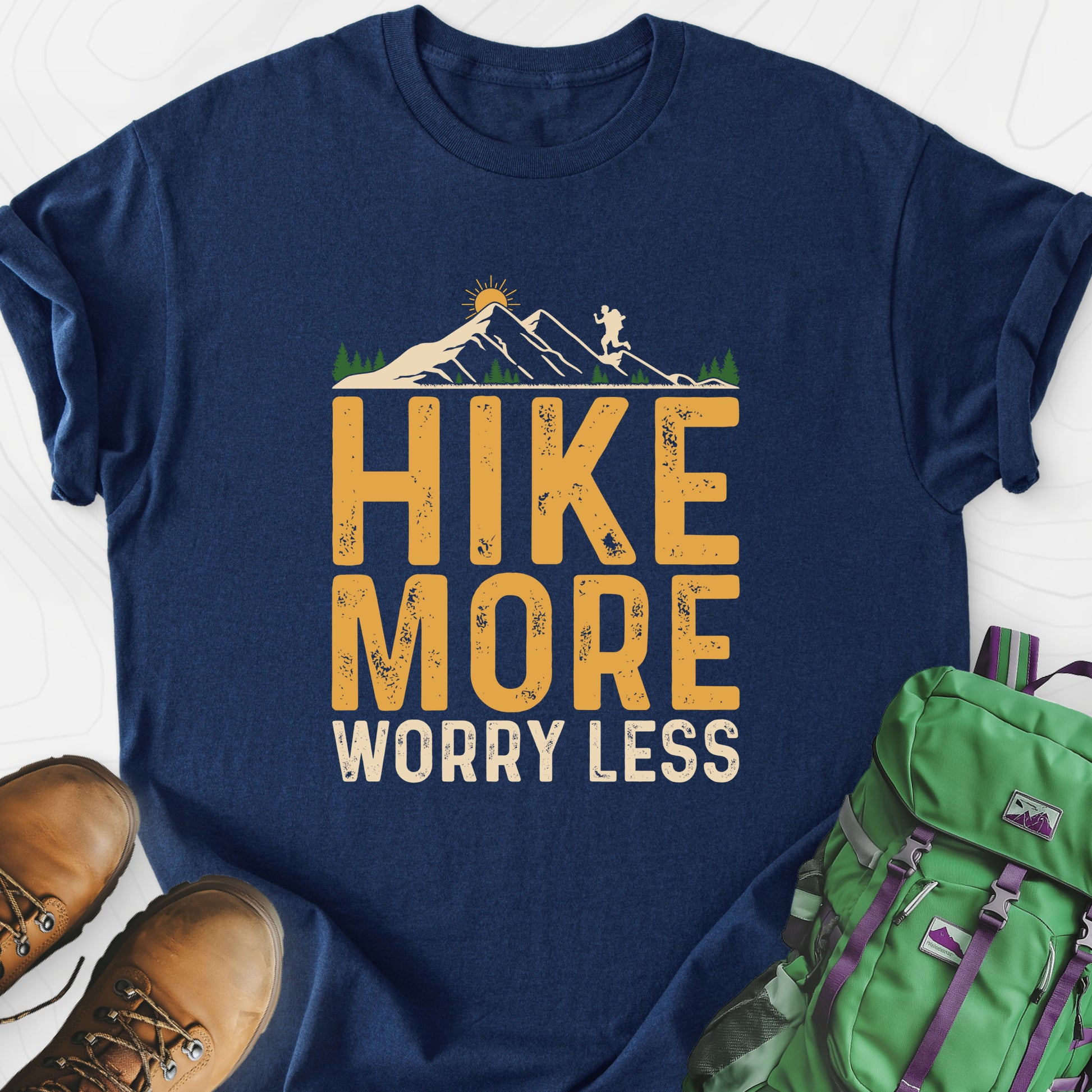 Hike More Navy front print lightweight T-shirt