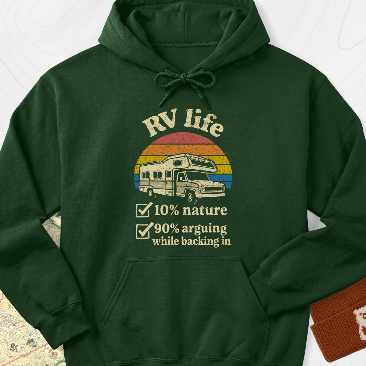RV Life Hoodie - Forest Green