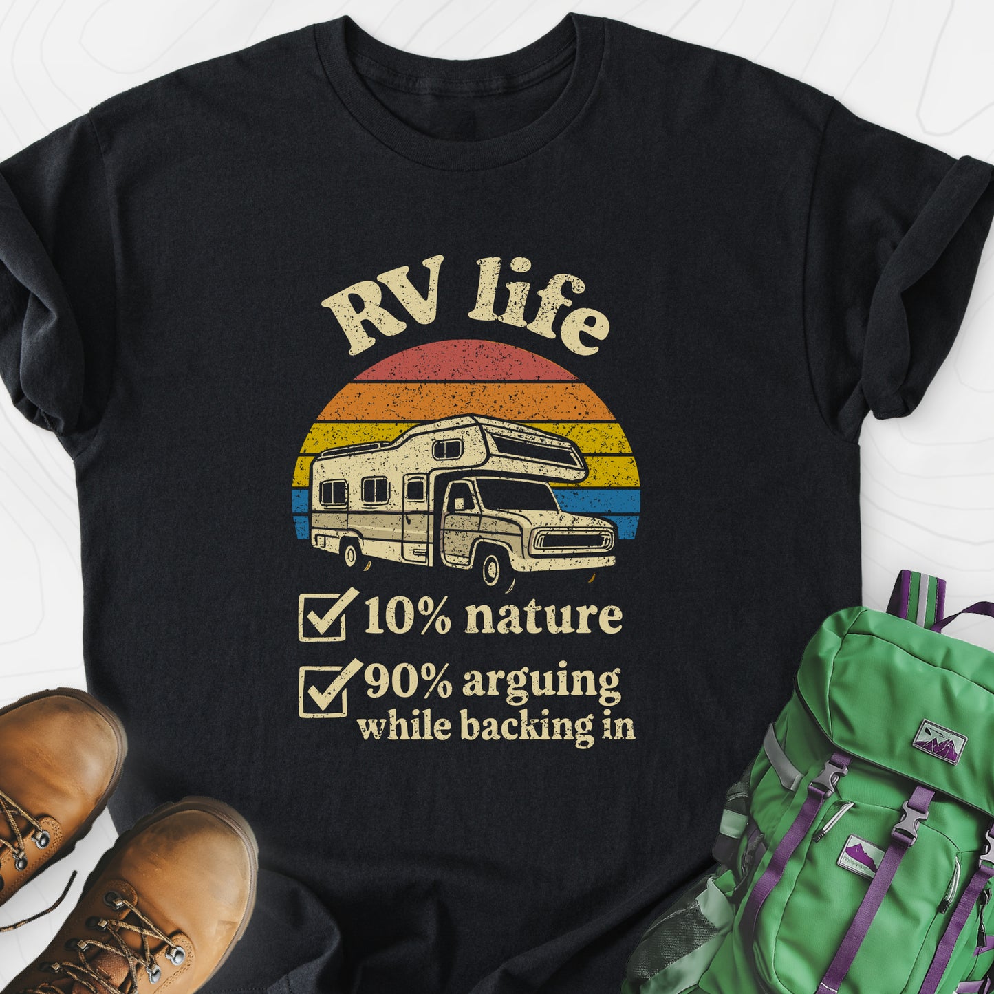 RV Life Black front print lightweight T-shirt