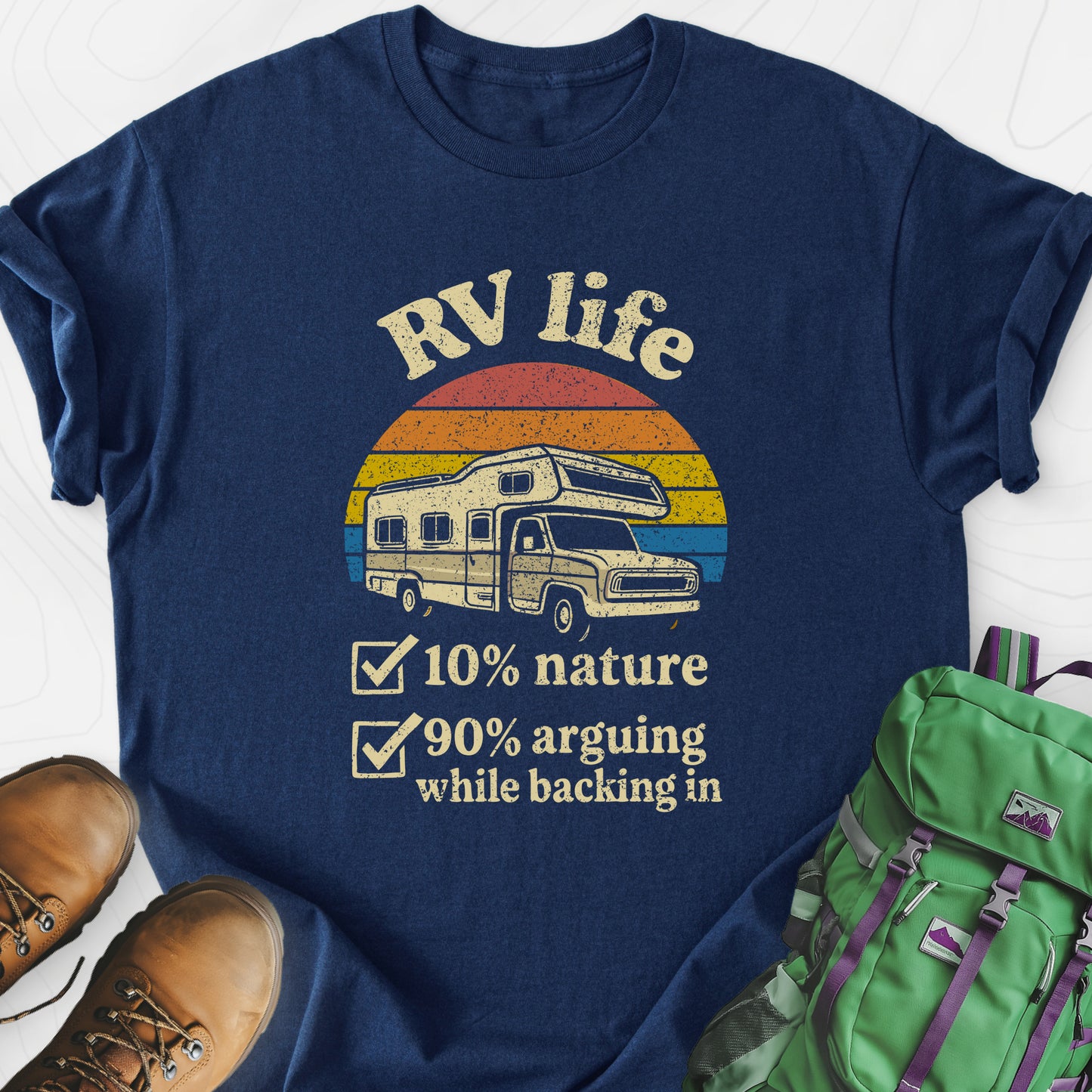 RV Life Navy front print lightweight T-shirt