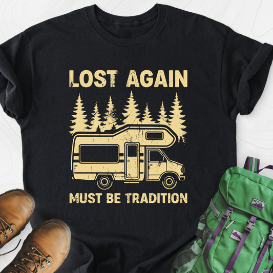 Lost Again Black front print lightweight T-shirt