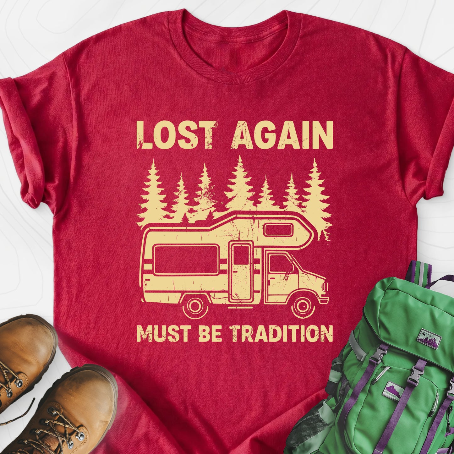 Lost Again Heather Red front print lightweight T-shirt