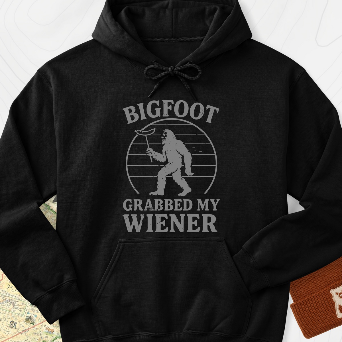 Bigfoot Grabbed My Wiener Hoodie - Black