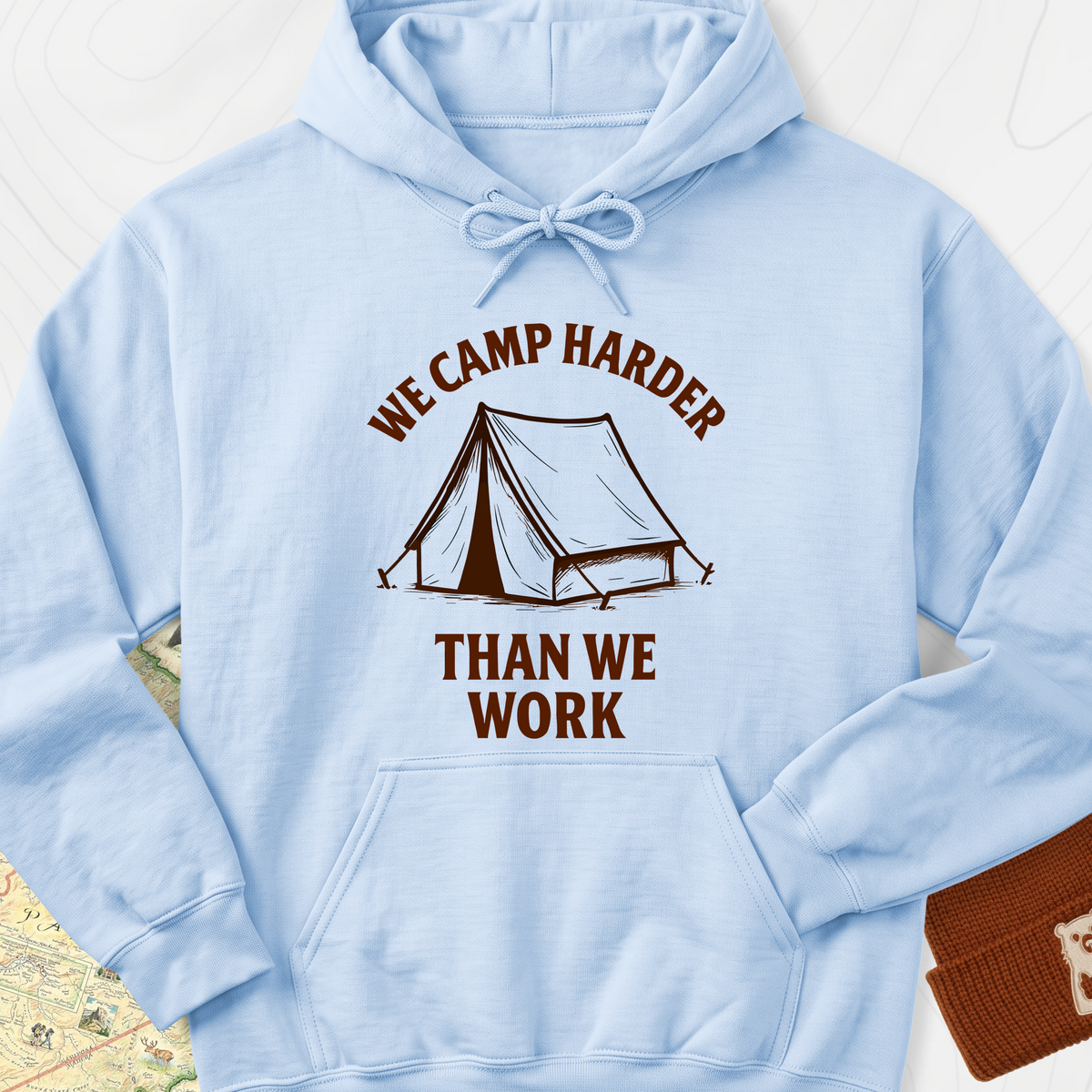 We Camp Harder Hoodie - Light Blue