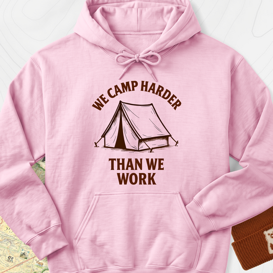We Camp Harder Hoodie - Light Pink