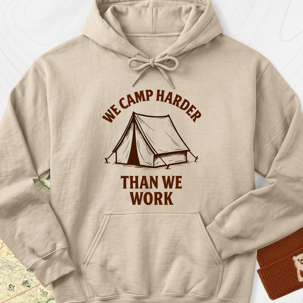 We Camp Harder Hoodie - Sand