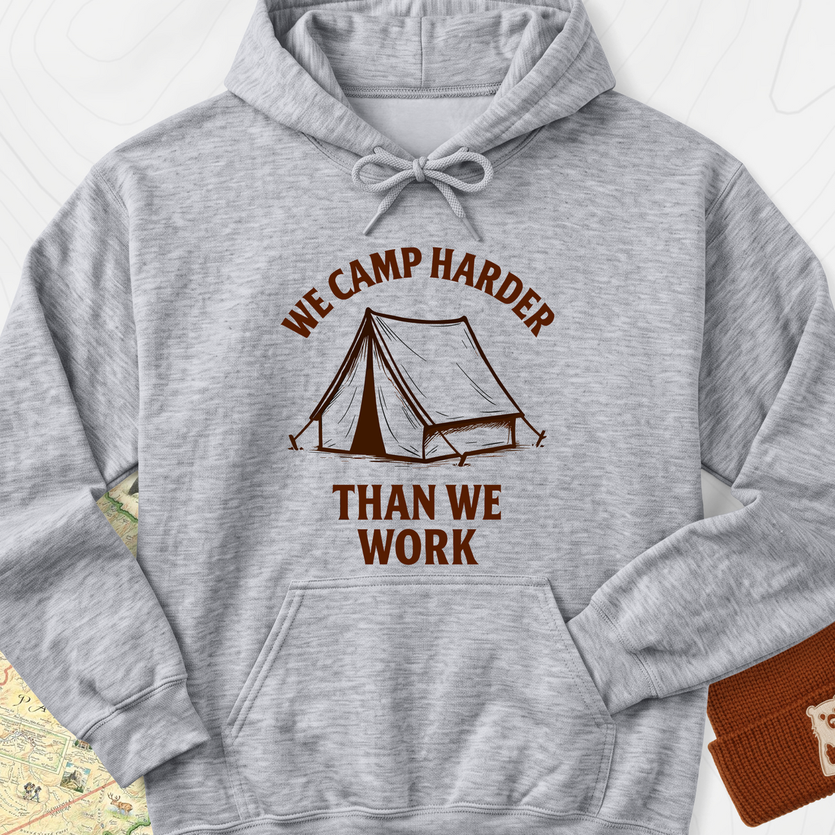 We Camp Harder Hoodie - Sport Grey