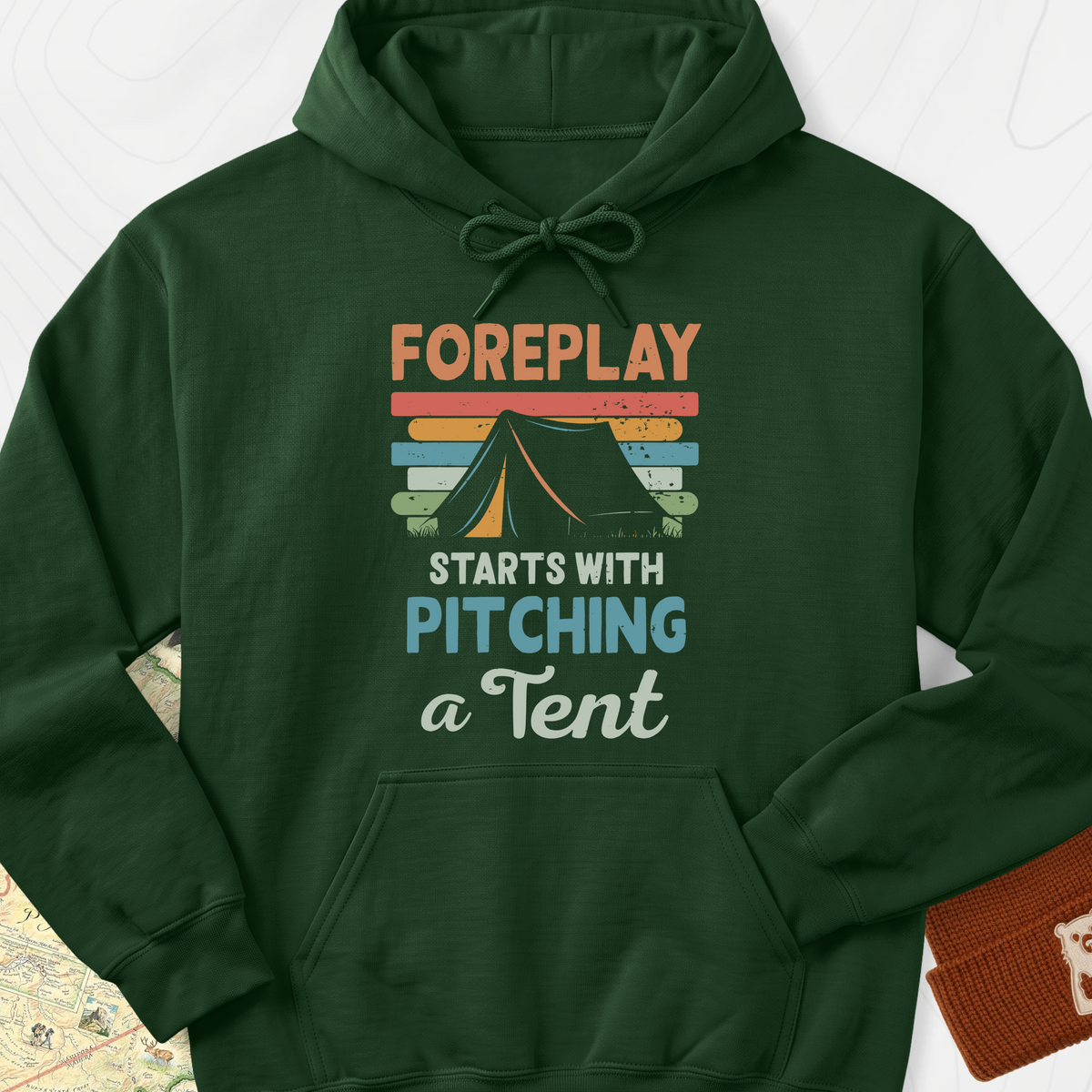 Pitching a Tent Hoodie - Forest Green