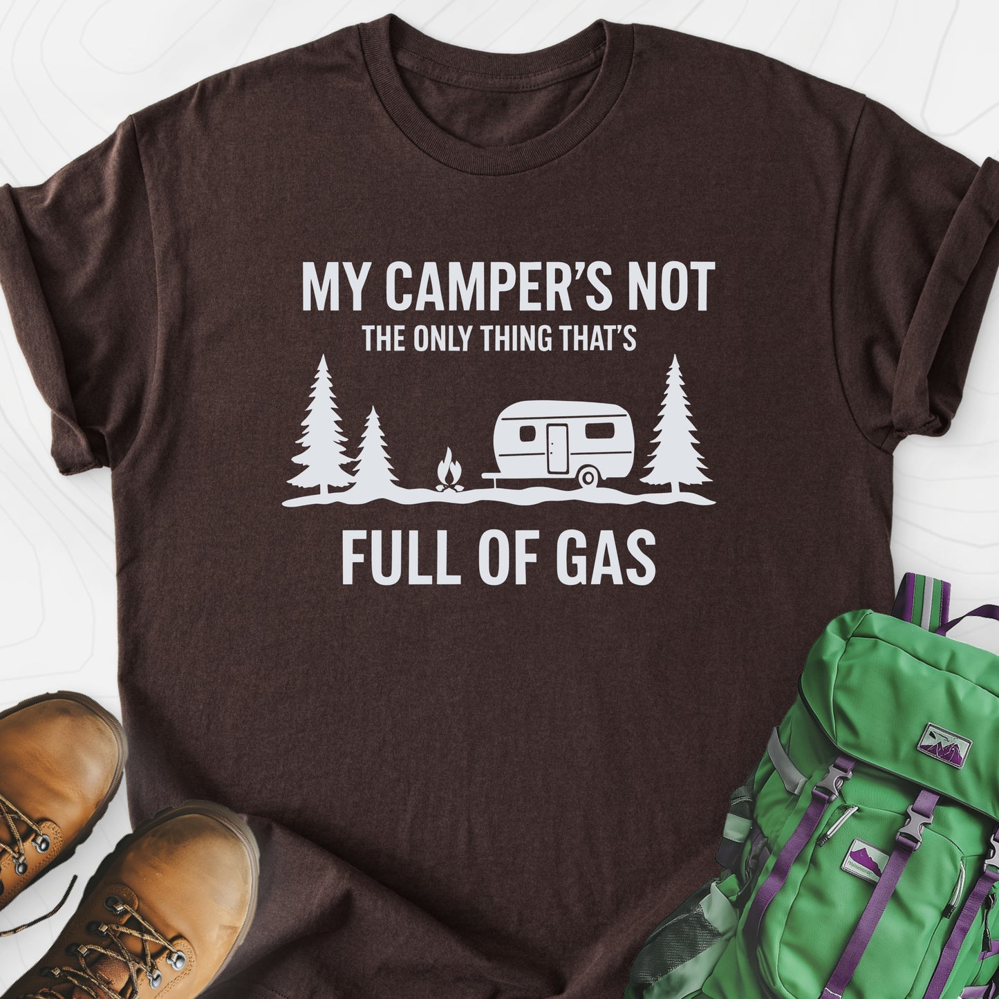Full of Gas Dark Chocolate front print lightweight T-shirt