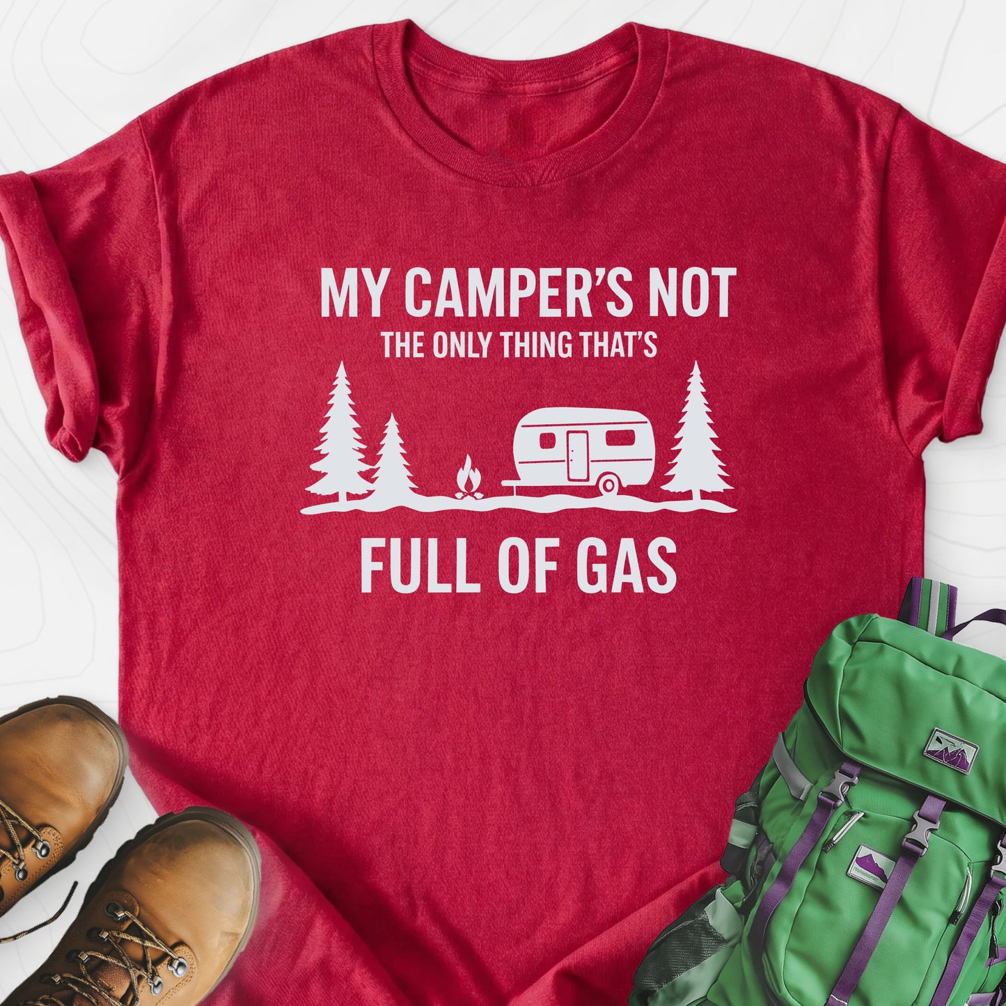Full of Gas Heather Red front print lightweight T-shirt