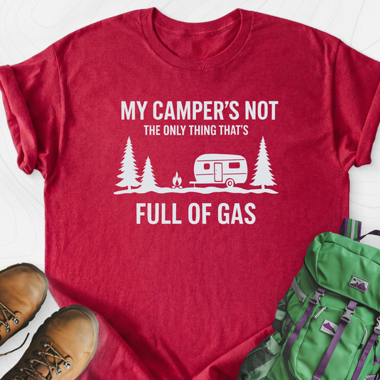 Full of Gas Heather Red front print lightweight T-shirt