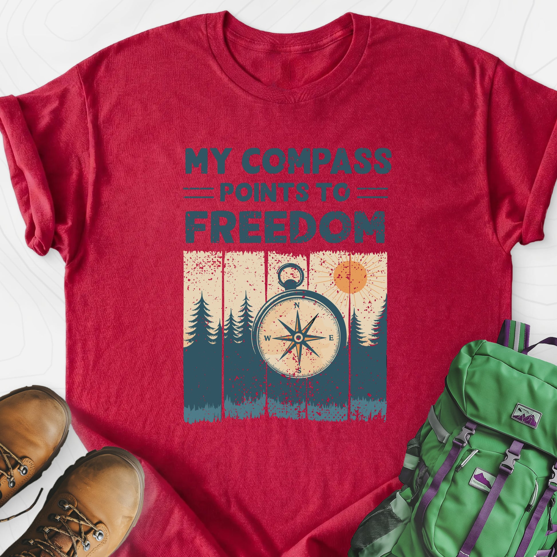 Freedom Heather Red front print lightweight T-shirt