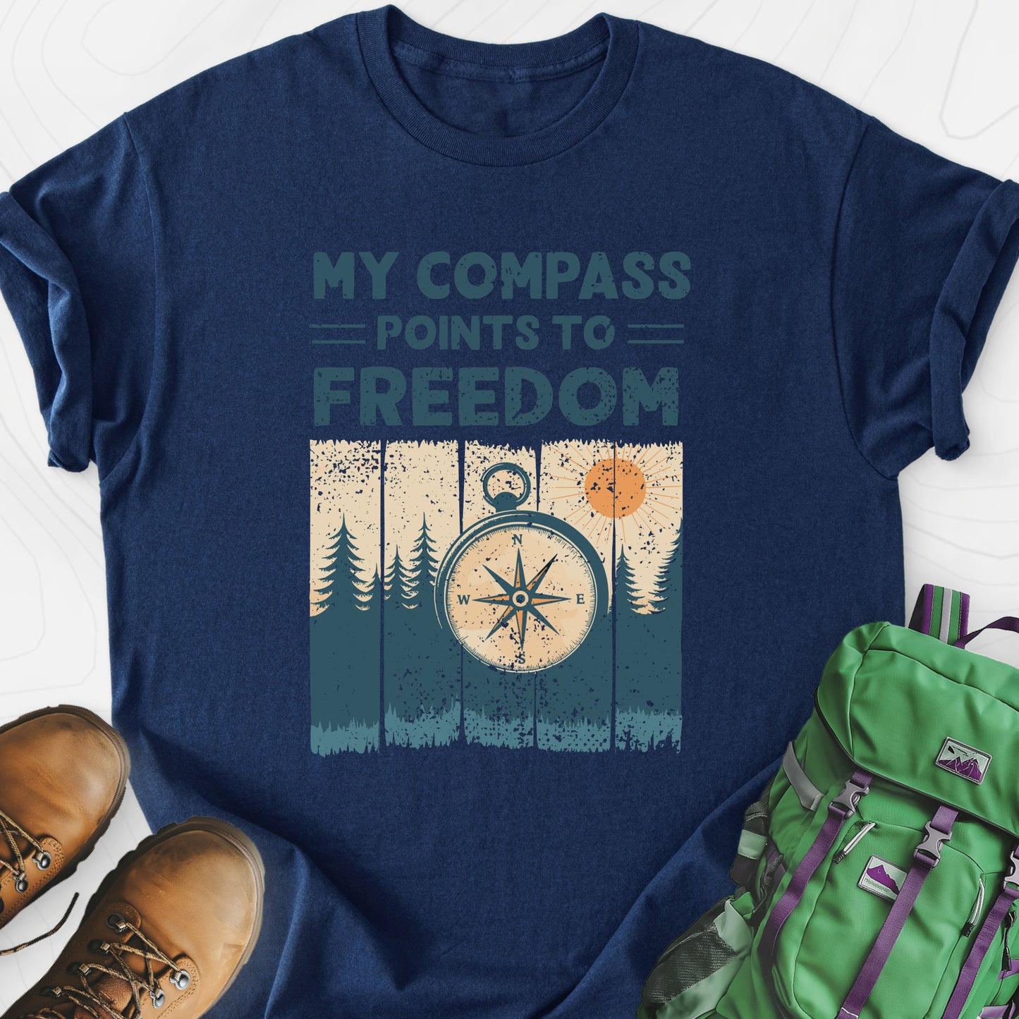 Freedom Navy front print lightweight T-shirt