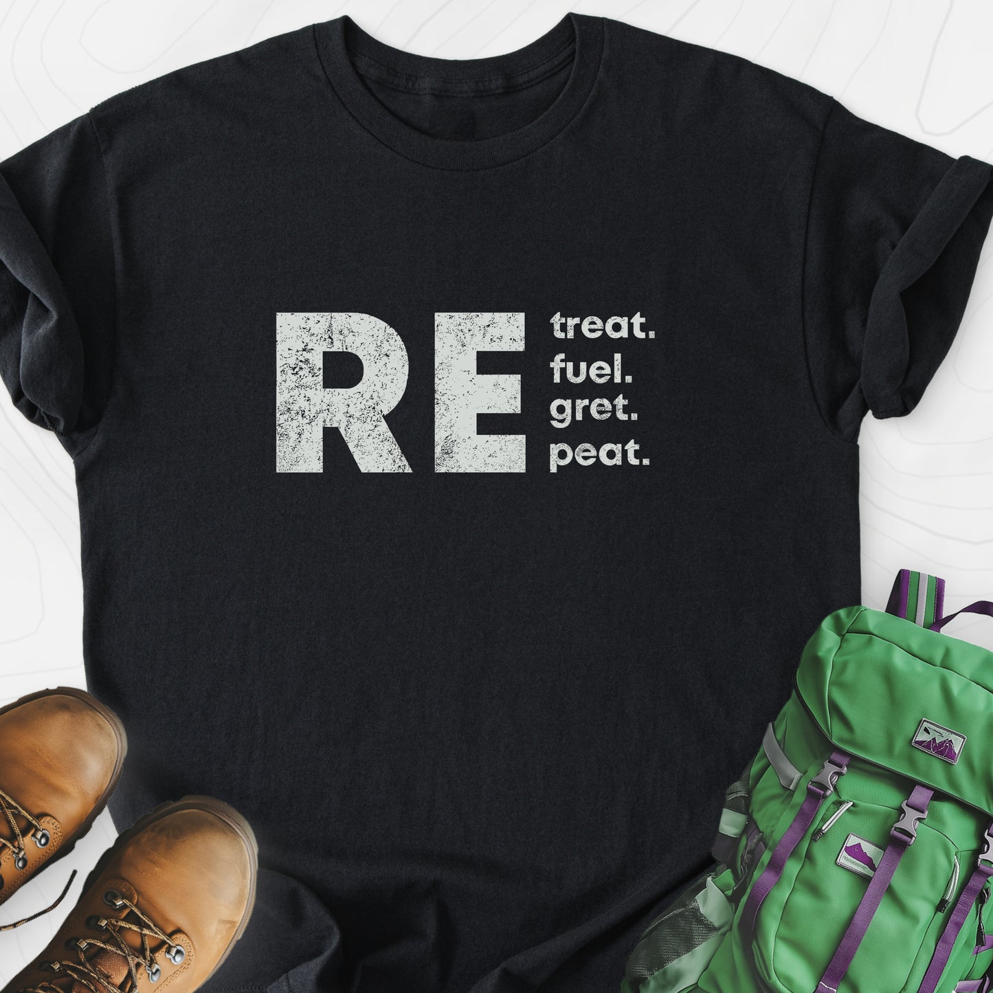 RE.peat Black front print lightweight T-shirt
