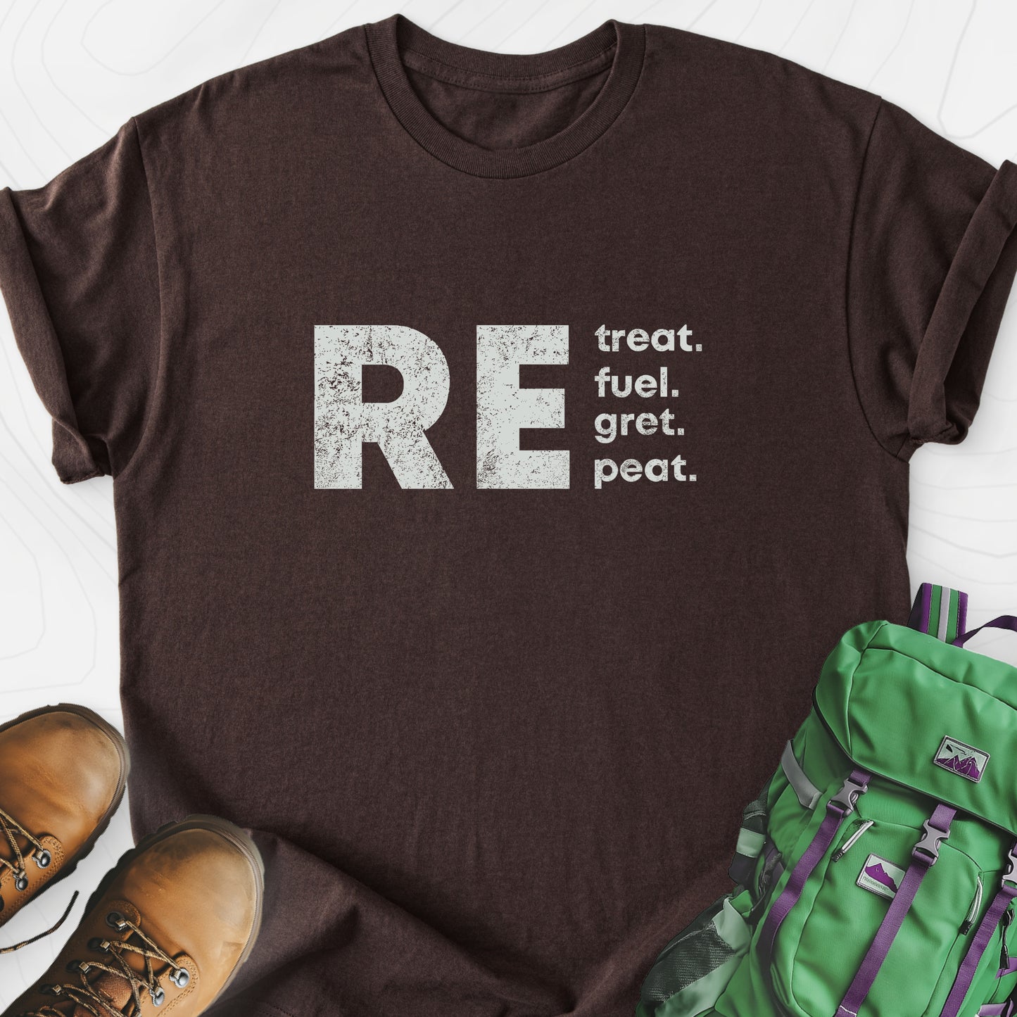 RE.peat Dark Chocolate front print lightweight T-shirt