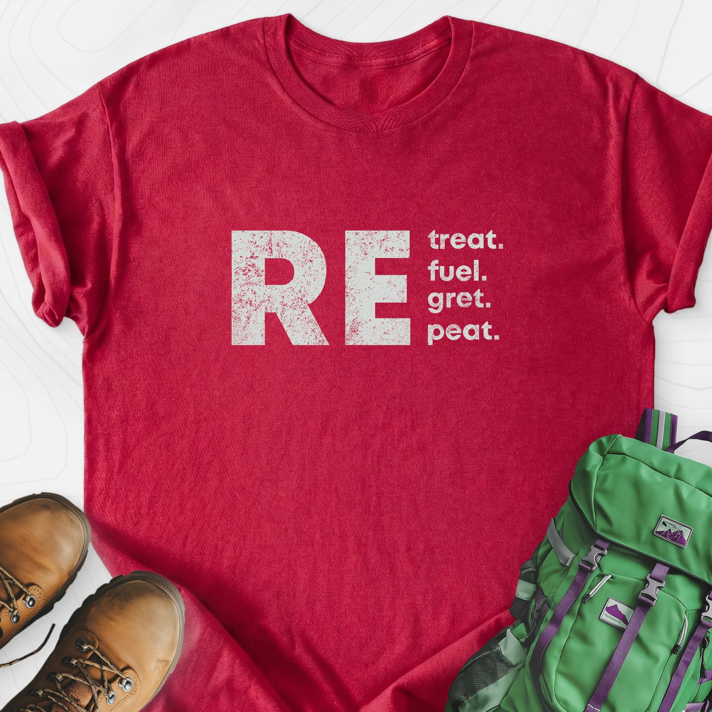 RE.peat Heather Red front print lightweight T-shirt
