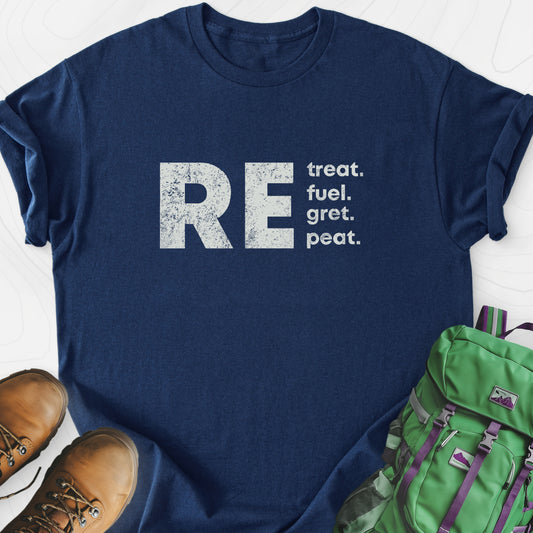 RE.peat Navy front print lightweight T-shirt