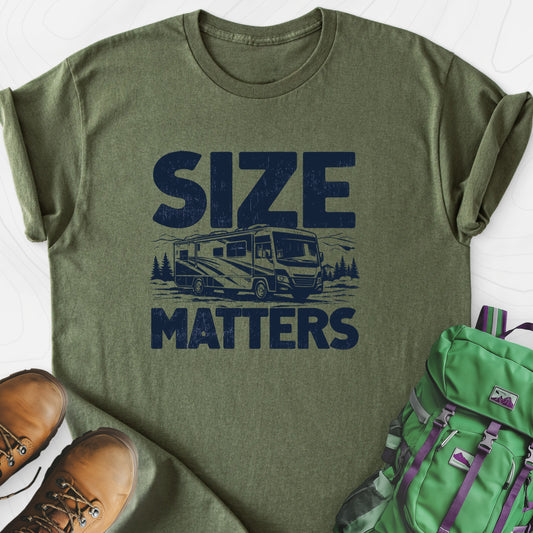 Size Matters Military Green front print lightweight T-shirt