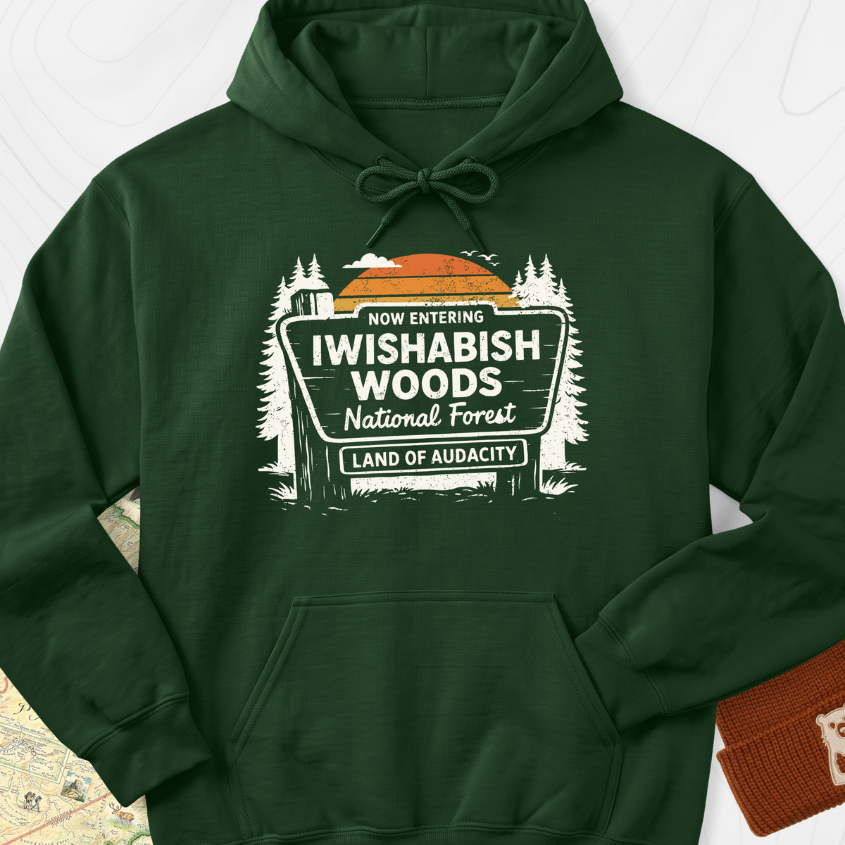 Iwishabish Woods Hoodie - Forest Green
