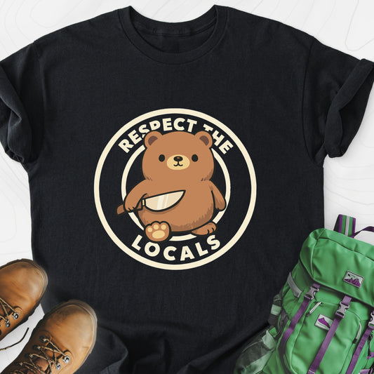Respect the Locals Black front print lightweight T-shirt
