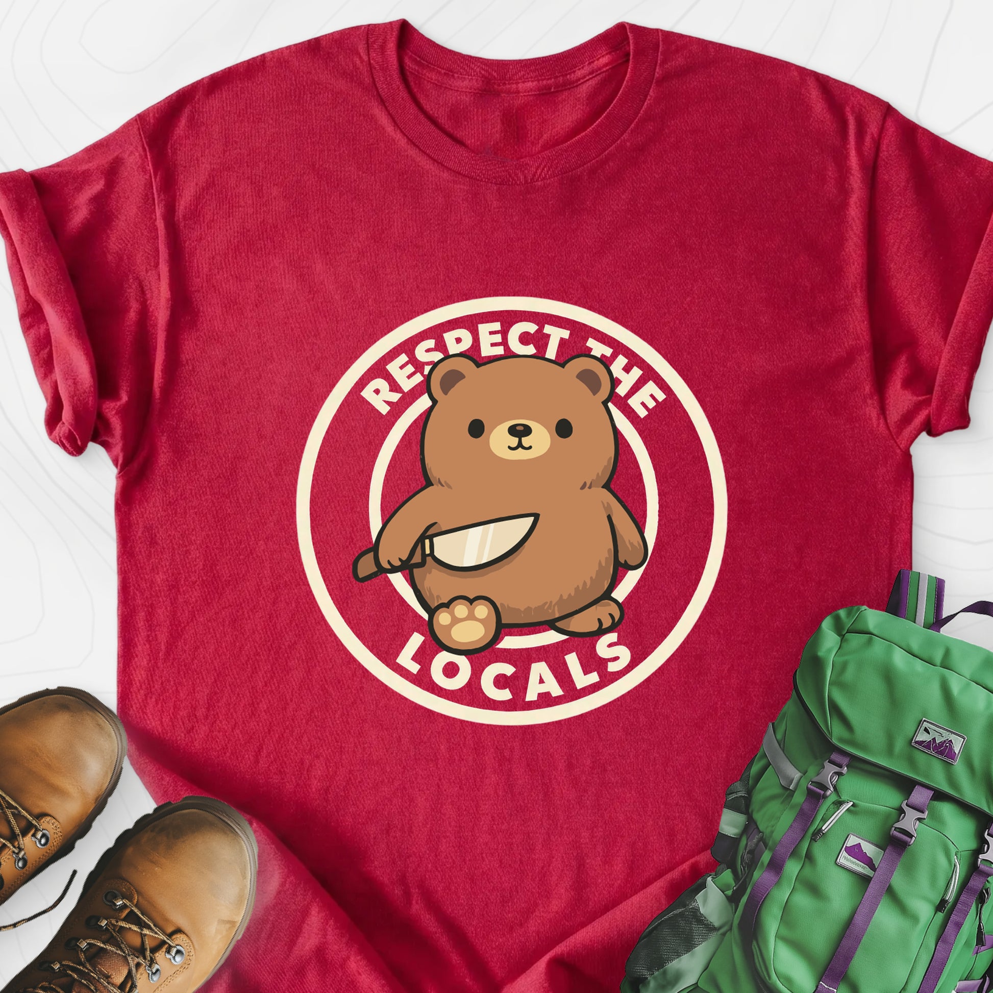 Respect the Locals Heather Red front print lightweight T-shirt