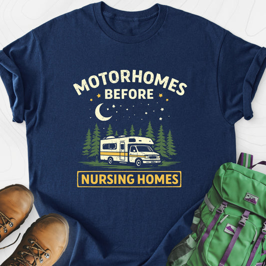 Motorhomes Before Nursing Homes Navy front print lightweight T-shirt