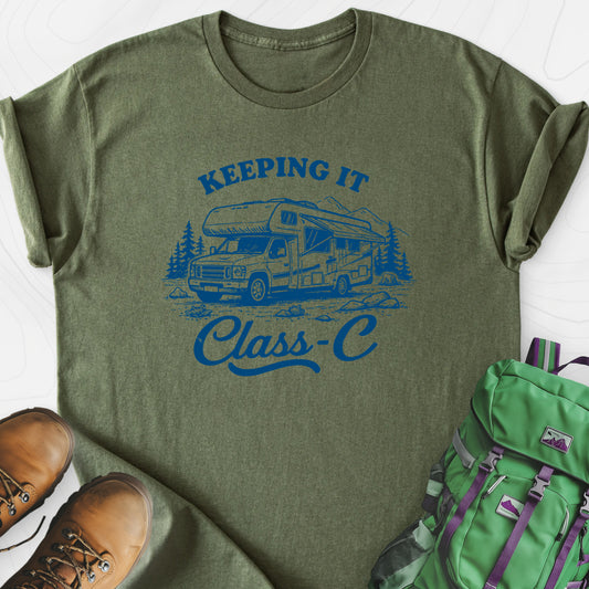 Keeping it Class-C Military Green front print lightweight T-shirt