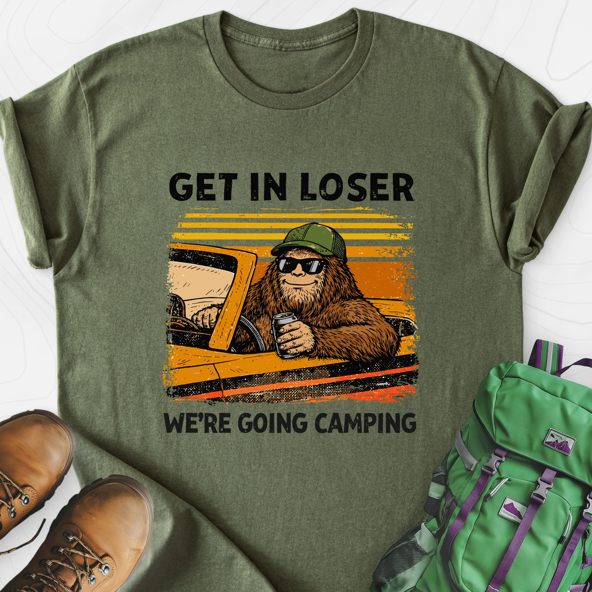 Get in Loser Military Green front print lightweight T-shirt