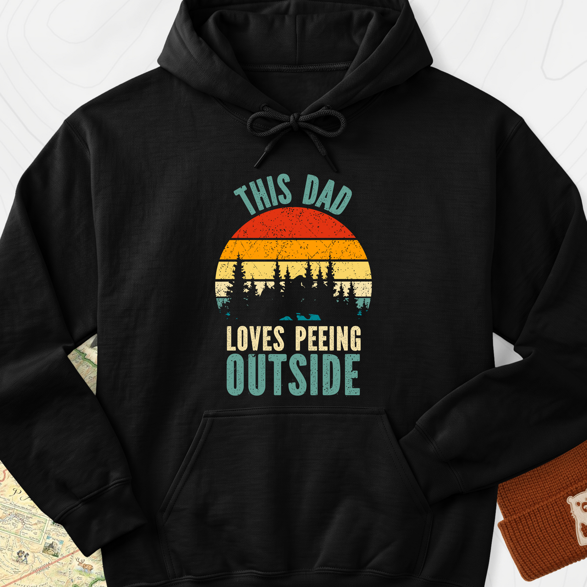 This Dad Loves Peeing Outside Hoodie - Black