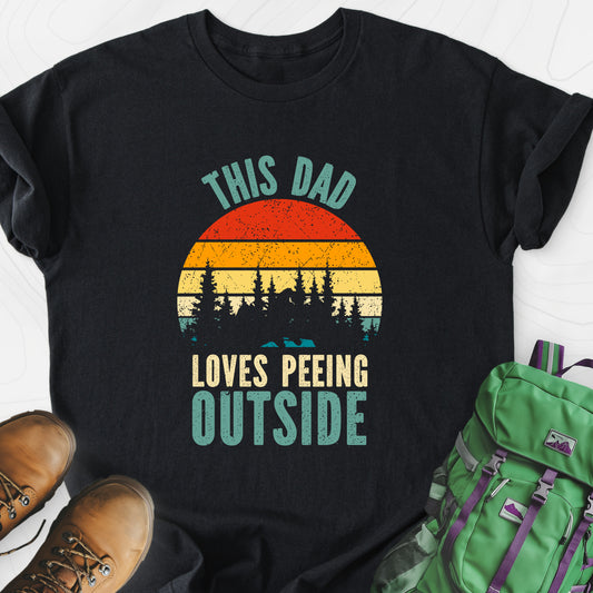 This Dad Loves Peeing Outside Black front print lightweight T-shirt
