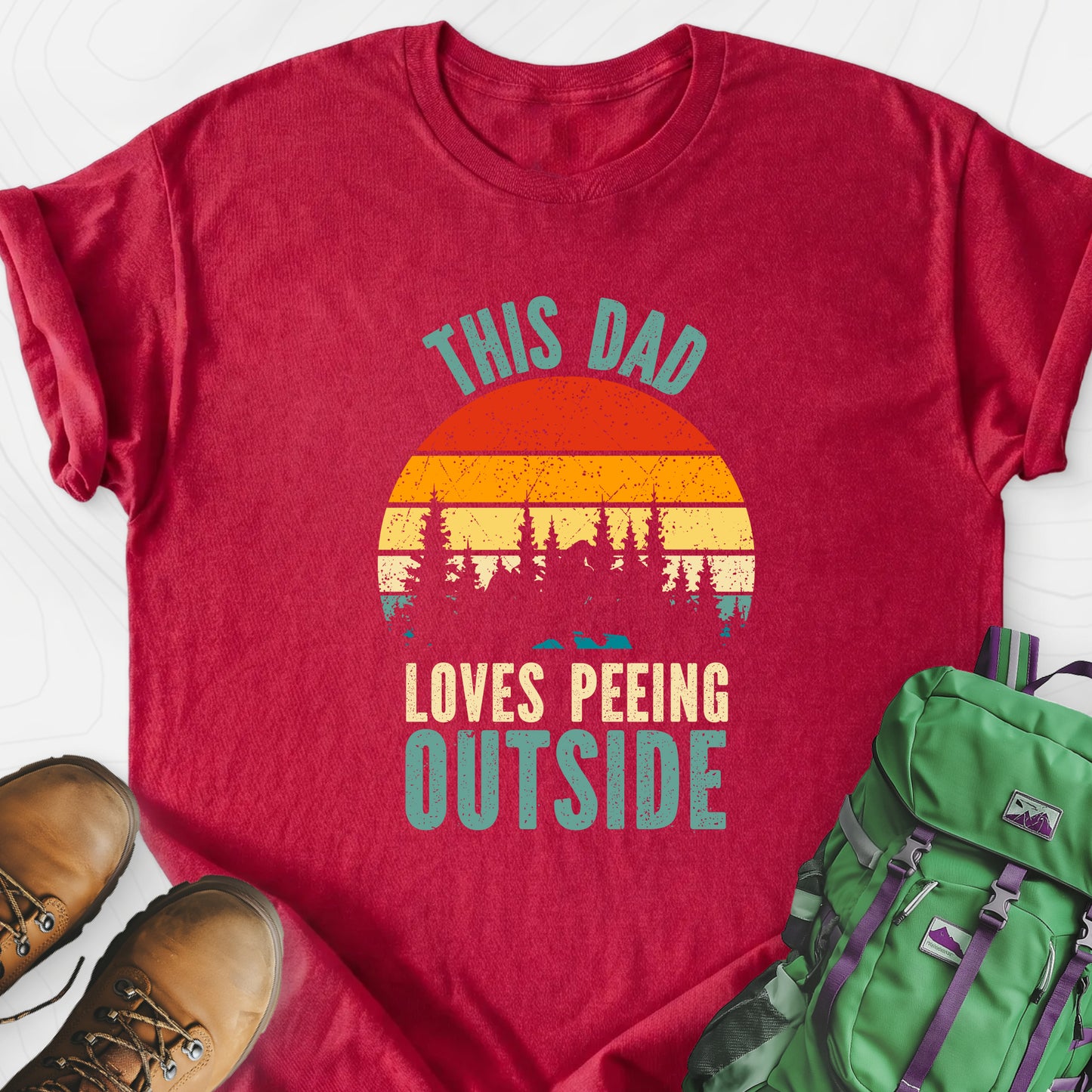 This Dad Loves Peeing Outside Heather Red front print lightweight T-shirt