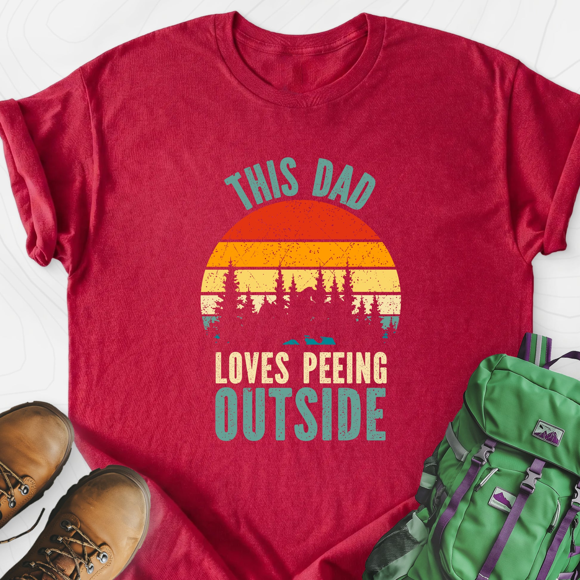 This Dad Loves Peeing Outside Heather Red front print lightweight T-shirt
