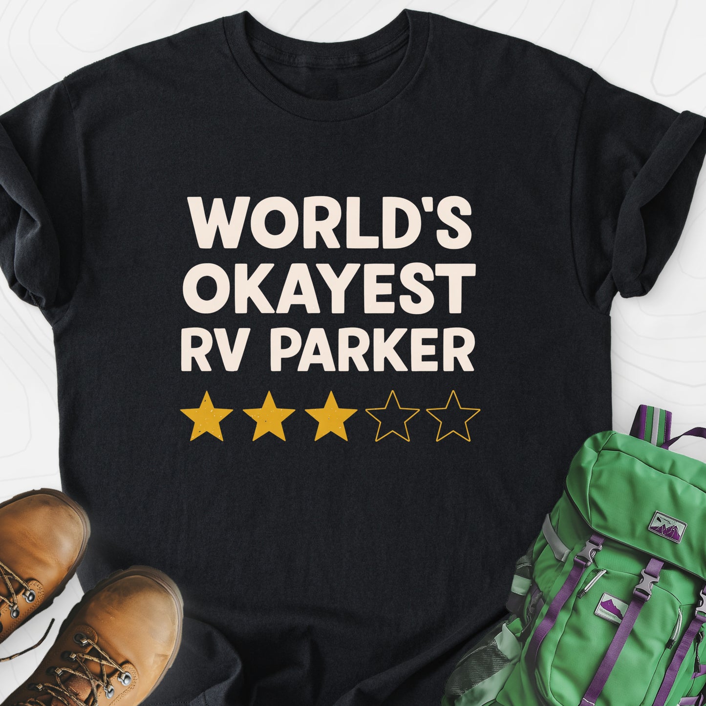 World’s Okayest RV Parker Black front print lightweight T-shirt