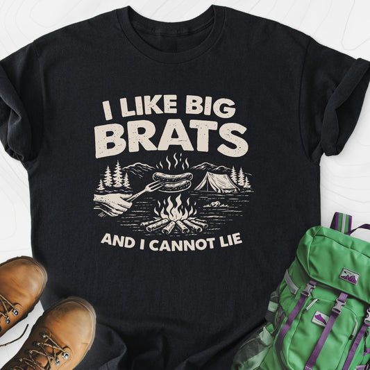 I Like Big Brats Black front print lightweight T-shirt